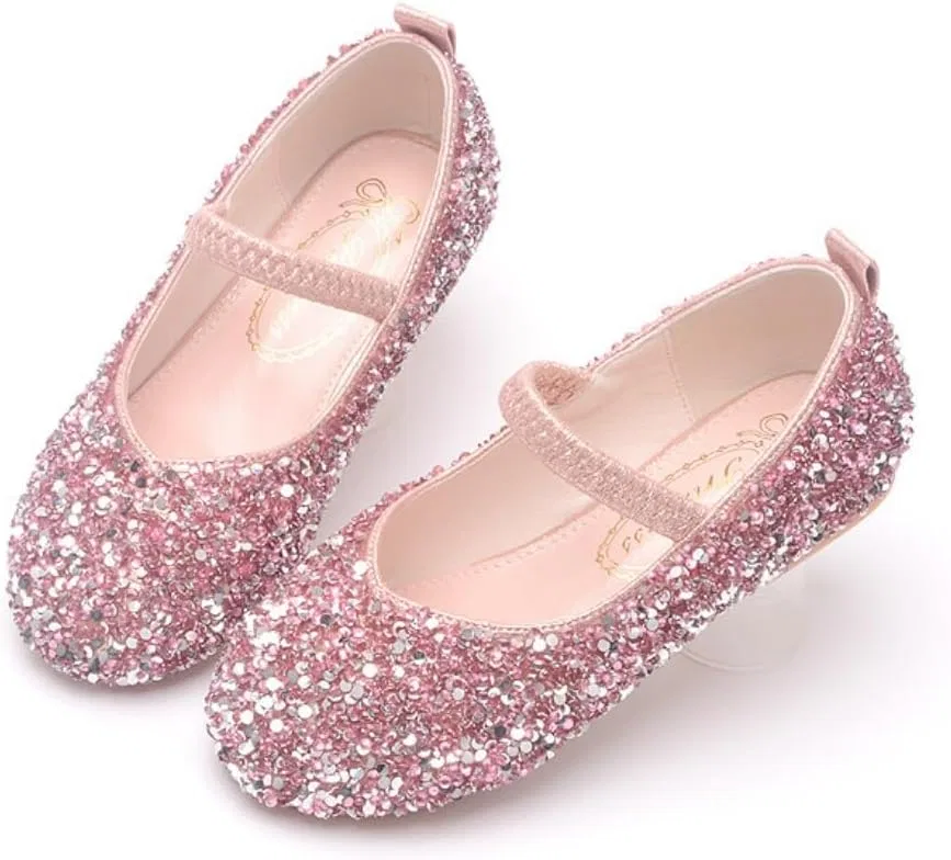 Детские балетки для девочек с блестками Mary Jane GOJERP, Pink — фото 4