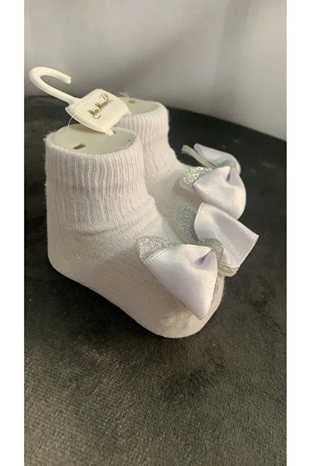 Детские носки для новорожденных с лентой Decorated baby socks with ribbon details Minimixbaby, White — фото 4