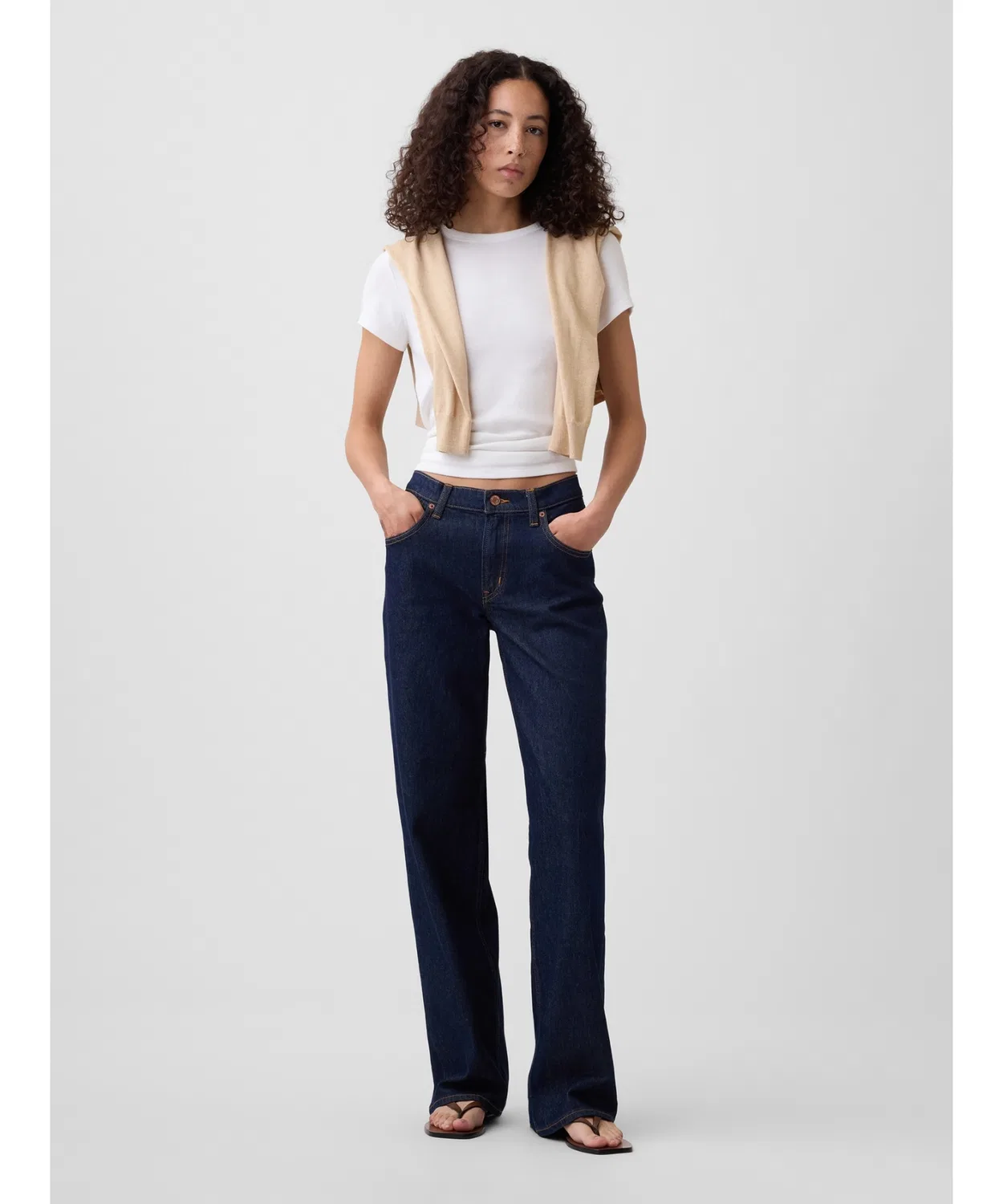 Женские джинсы с низкой посадкой, свободного кроя, модель 90-х GAP, Indigo Blue