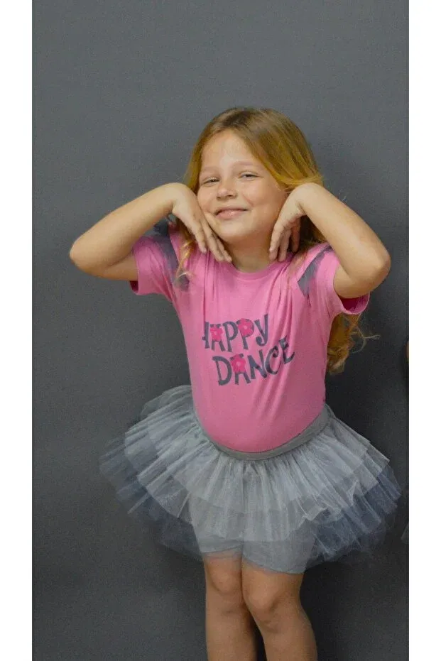 Детские леггинсы для девочек хлопковые Happy Dance T-shirt Geef Kıds, Pink — фото 4