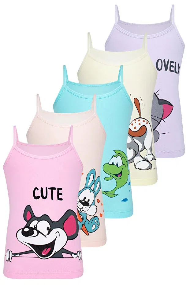 Детское для девочек майка на бретелях с принтом Biyokids, Colored