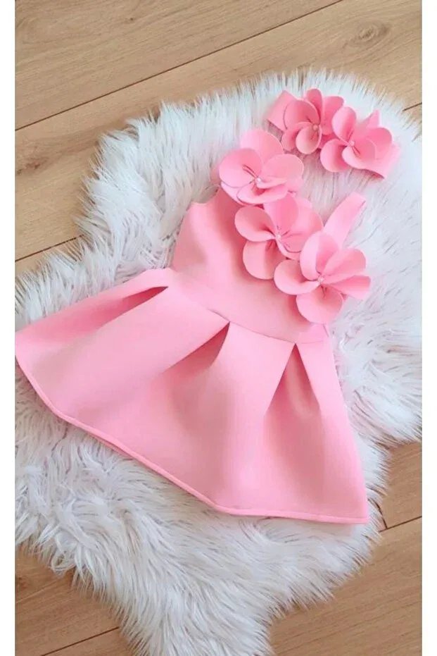 Детское платье для девочек с оборками комплект с банданой Orchid Kokosh Kidss, Pink