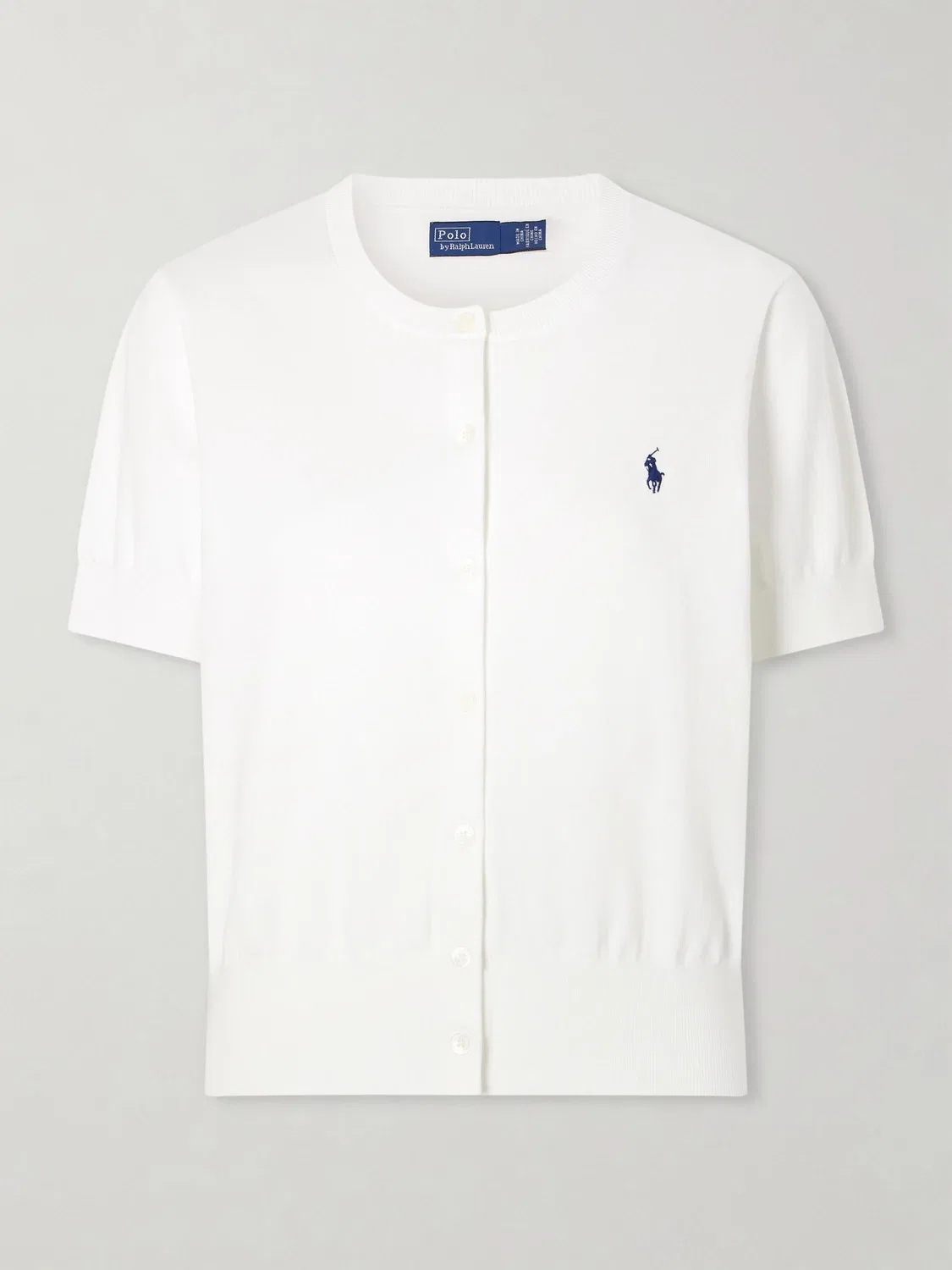 Кардиган из хлопковой смеси с вышитым логотипом POLO RALPH LAUREN, белый