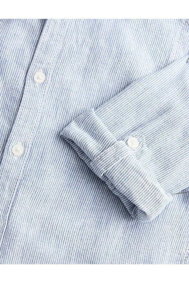 Детская рубашка для мальчиков льняная с длинным рукавом Marks & Spencer, Blue Mix — фото 3