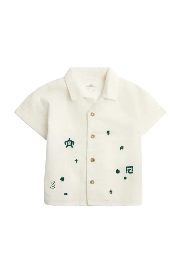 Рубашка с животными Unisex Marks & Spencer, Ecru Mix, экрю