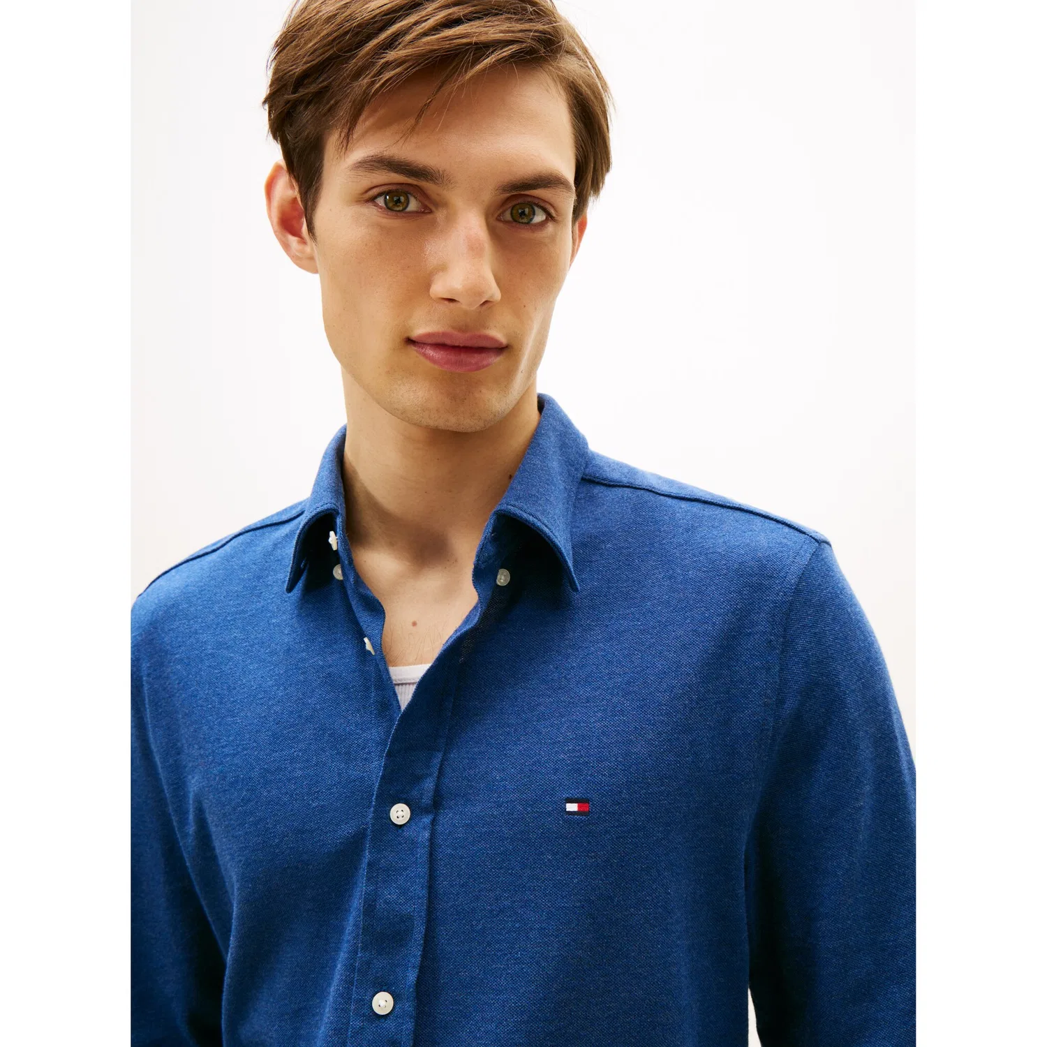 Мужская рубашка с длинным рукавом из пике Tommy Hilfiger, Indigo Heather — фото 2