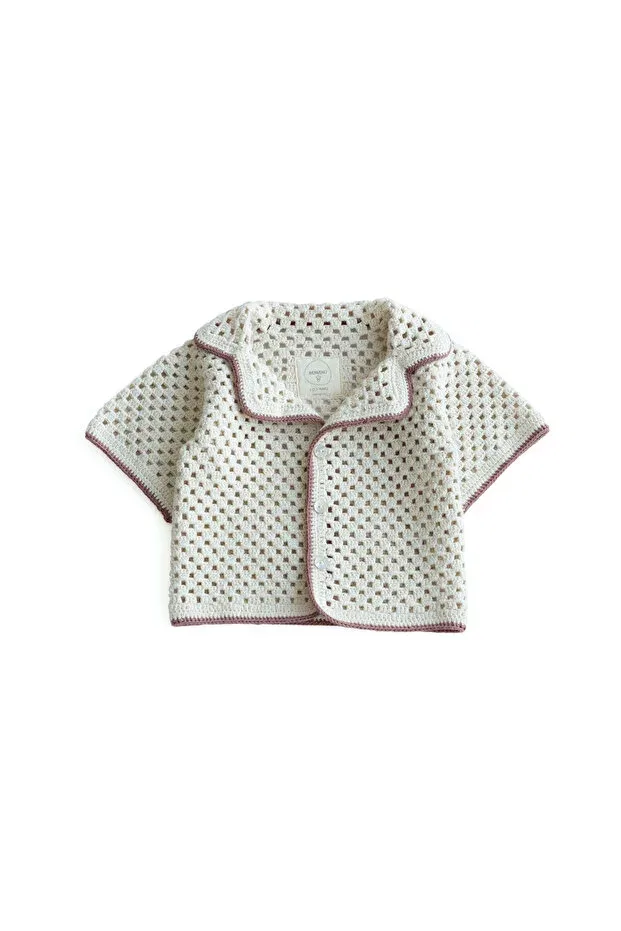 Детская рубашка для мальчиков хлопковая Rainbow Organic Cotton Shirt Bienvenu Baby, Nude Color — фото 2