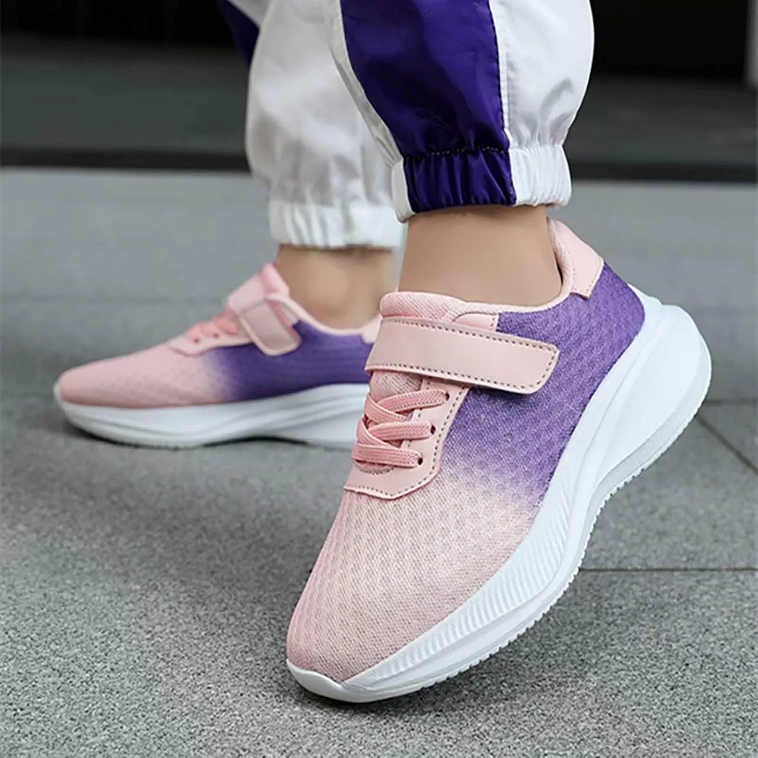 Детские кроссовки для девочек с градиентным принтом, Pink — фото 3