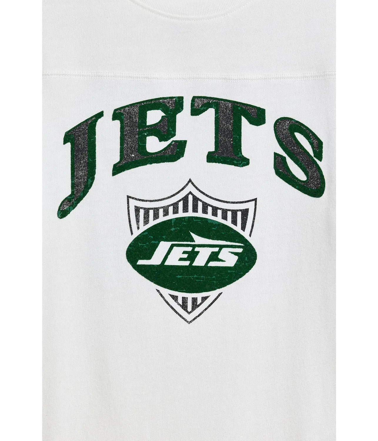 Футболка с длинными рукавами в полоску с кокеткой NFL New York Jets (для маленьких и больших детей) Junk Food Clothing Kids, Vintage White — фото 3