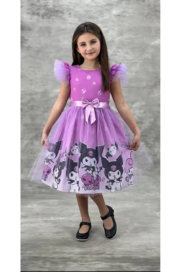 Детское платье для девочек с принтом Kuromi Güzin Fashion, Pink