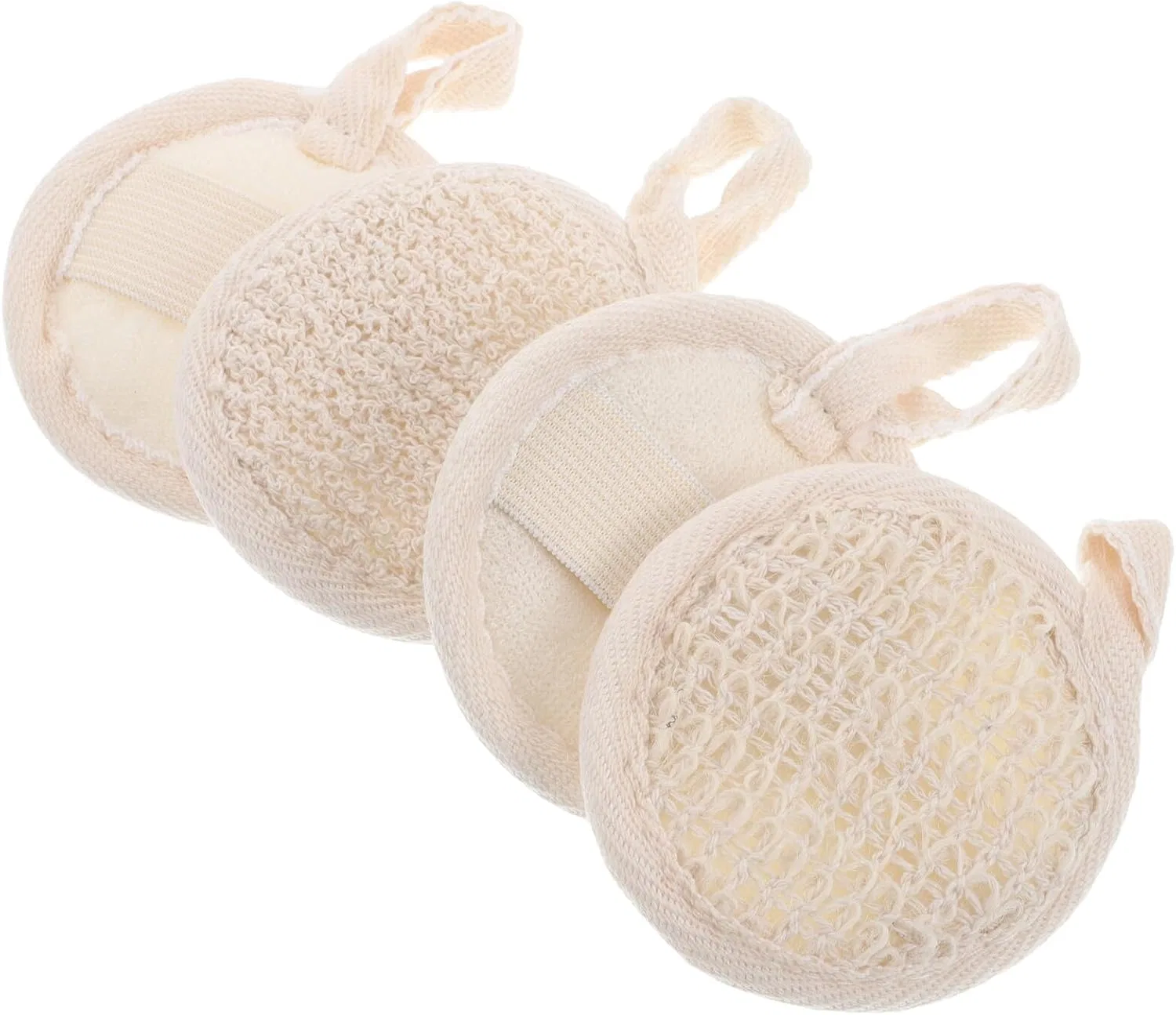Люфа мочалка для пилинга, PAMINGONO, 4 шт, 10x7.5x1.5 см, Beige