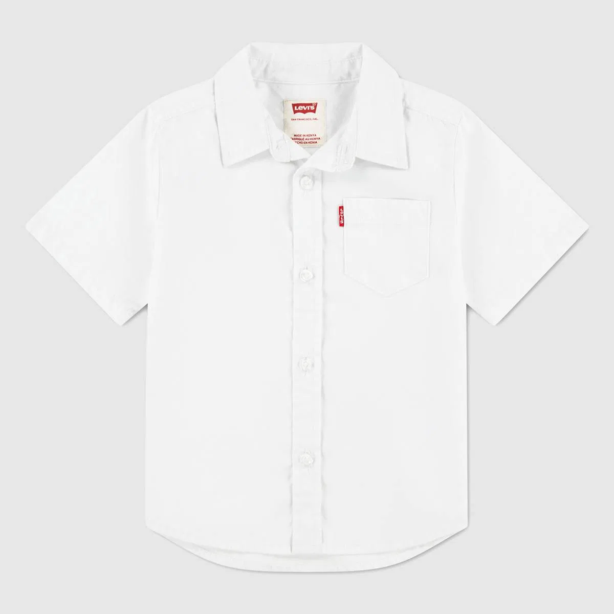 Детская тканая рубашка с коротким рукавом, размеры 2-4 Levi's, Bright White - White — фото 4