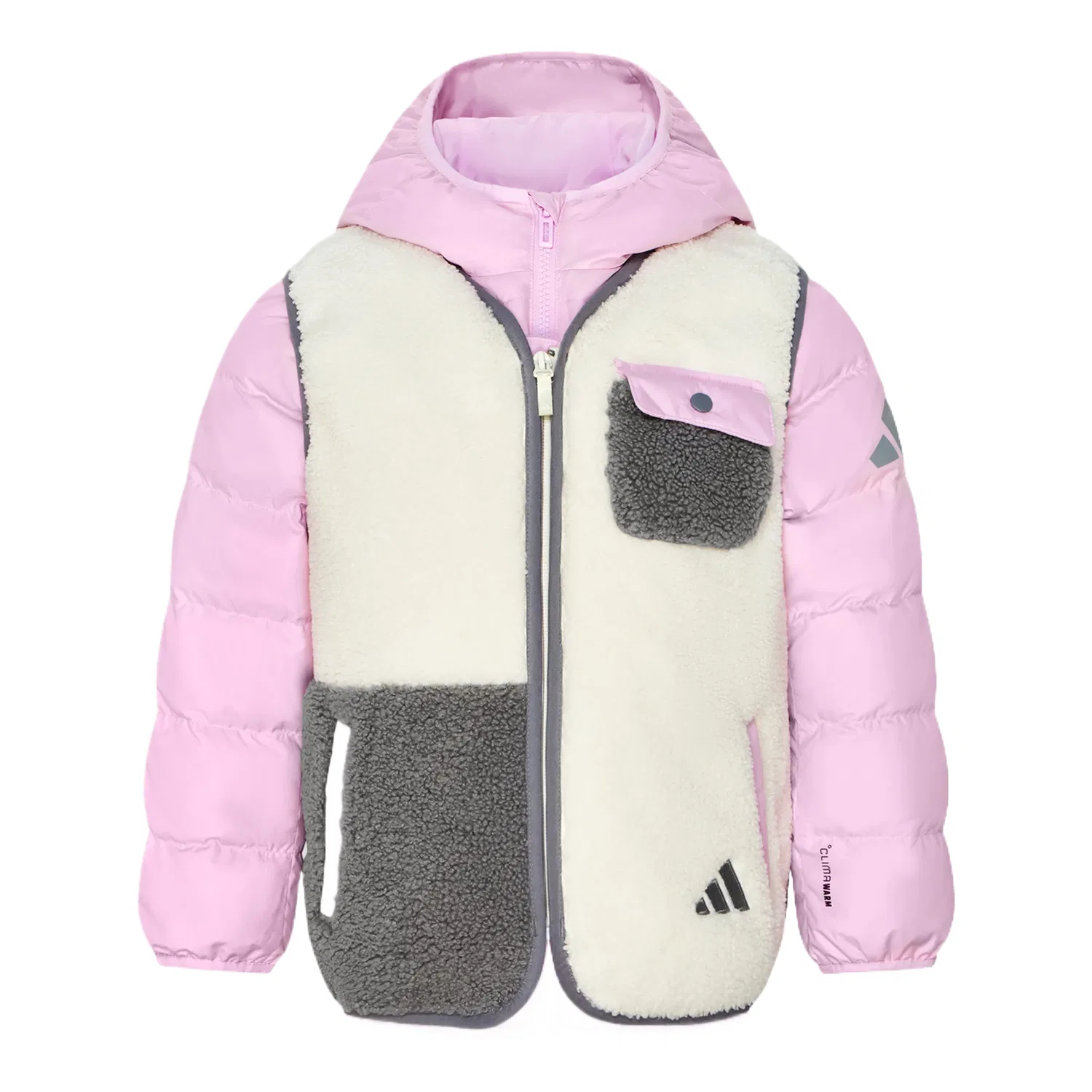 Детская куртка утепленная Adidas, Pink White/Light Purple/Gray