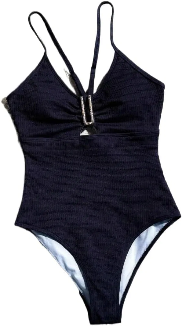 Женский монокини на тонких бретелях с открытой спиной, Navy Blue — фото 3