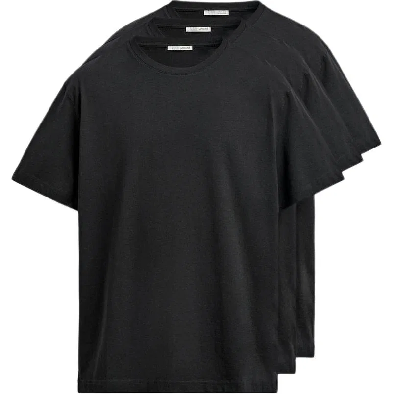 Мужской комплект футболок с круглым вырезом 3 шт, ZARA, Black