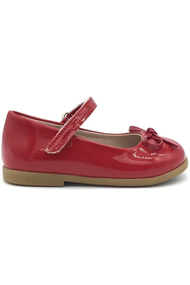 Детские балетки для девочек с бантиком Nubebe, Red Patent Leather