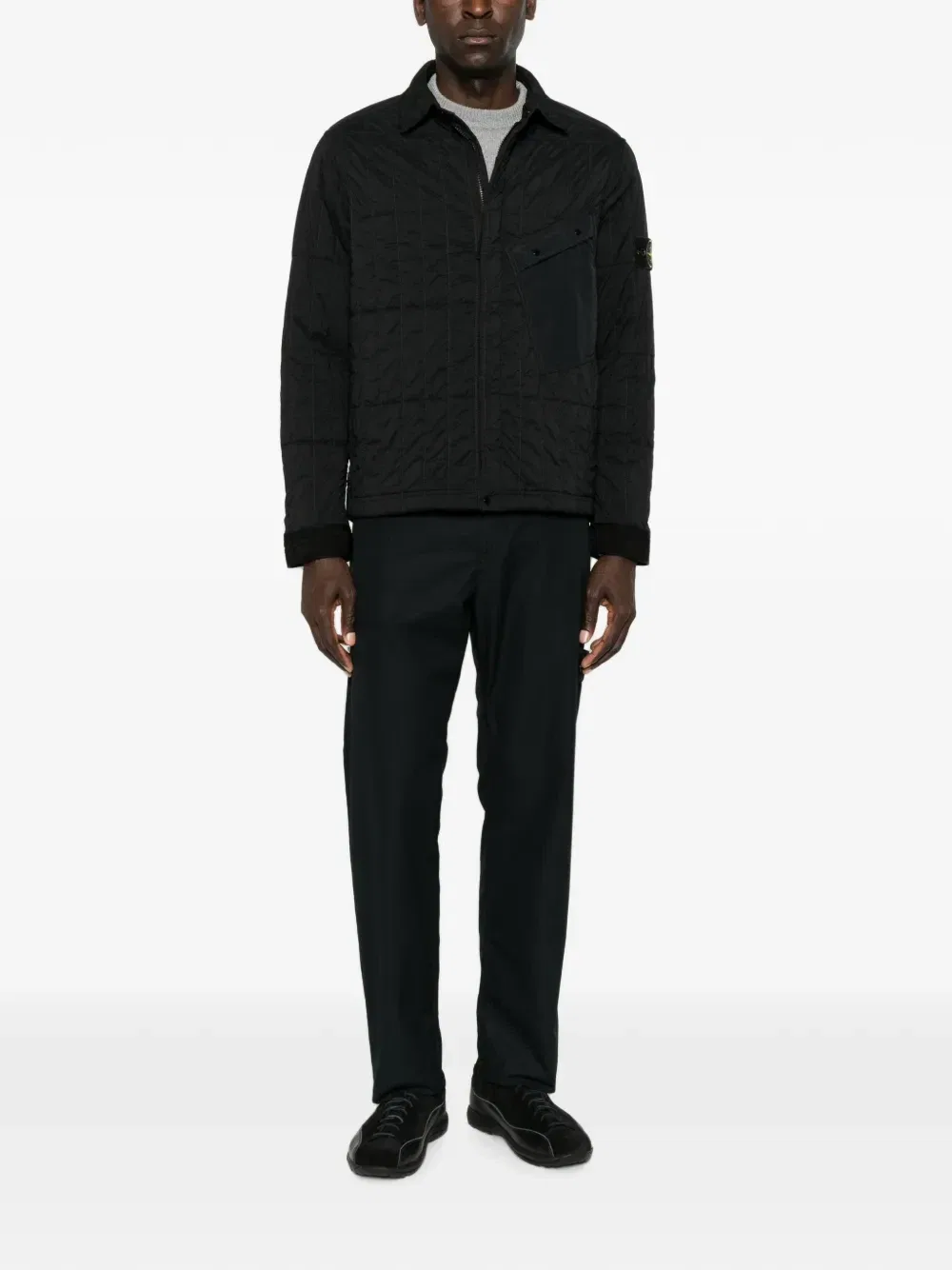 Стеганая верхняя куртка-рубашка на молнии Stone Island, черный — фото 2