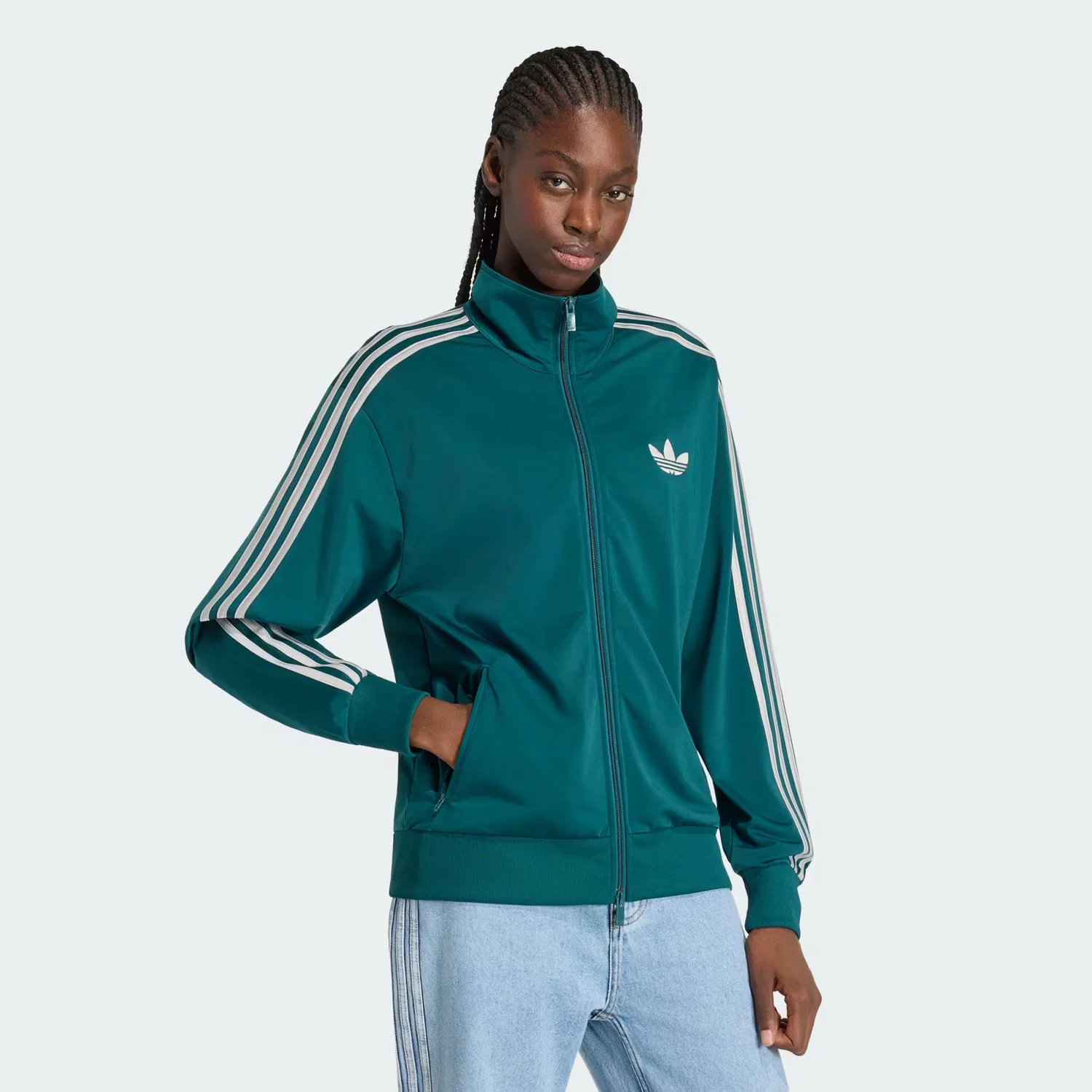 Женская спортивная куртка свободного кроя Firebird Track Top Loose Adidas Originals, насыщенный зеленый/серый