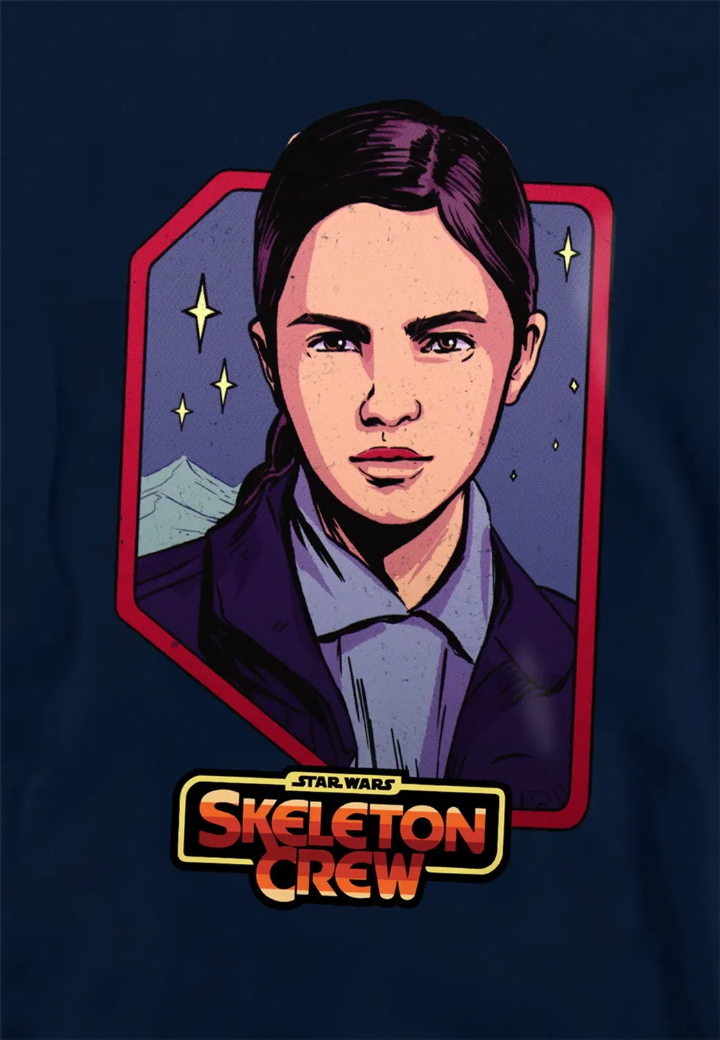 Детский худи с принтом Star Wars: Skeleton Crew Fern Badge Disney, Navy — фото 2