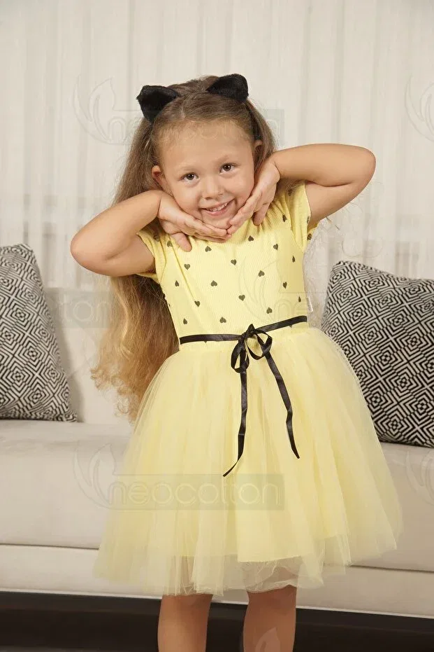 Детское платье для девочек с длинным рукавом Elegant Neocotton, Yellow — фото 4