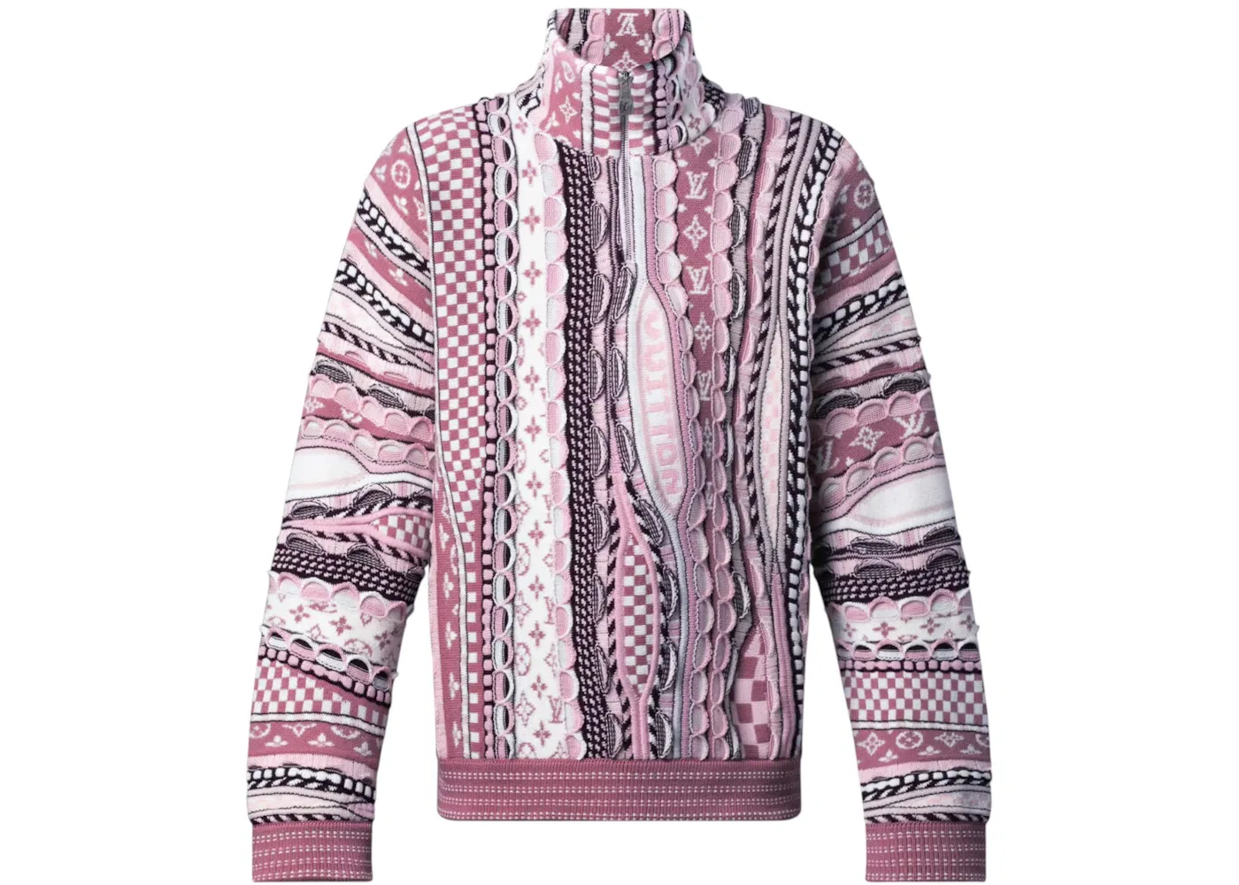 Мужской пуловер с принтом Louis Vuitton x Nigo Half-Zip Pullover Louis Vuitton, Pale Pink