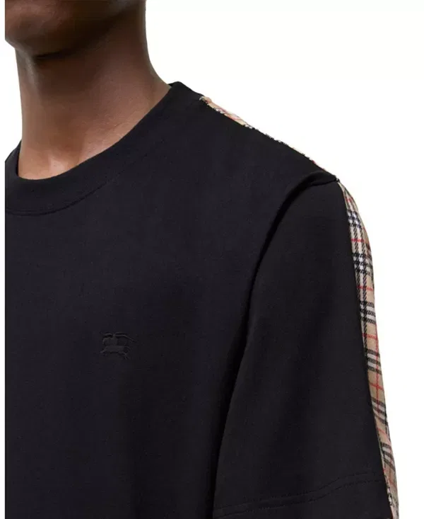 Мужская футболка хлопковая с вышивкой Equestrian Knight Design Burberry, черный — фото 3