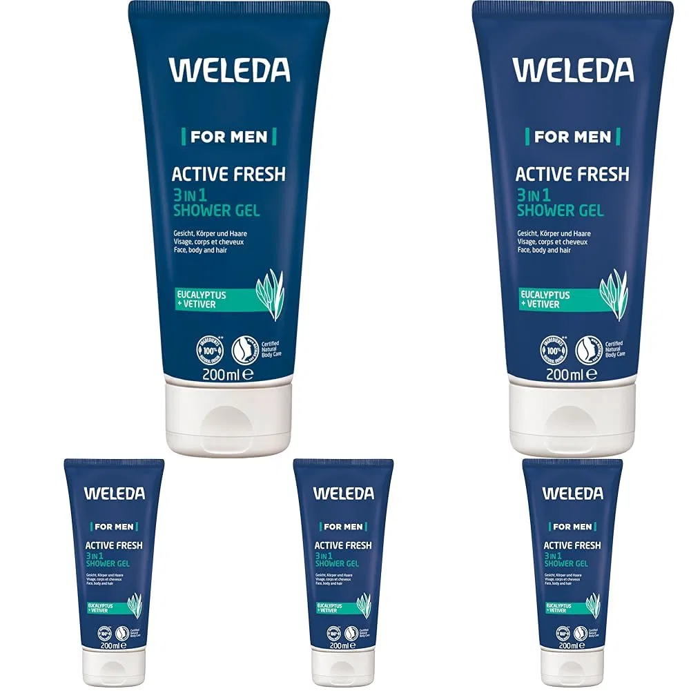 Гель для душа и шампунь 3-в-1 WELEDA Active Fresh, 200 мл
