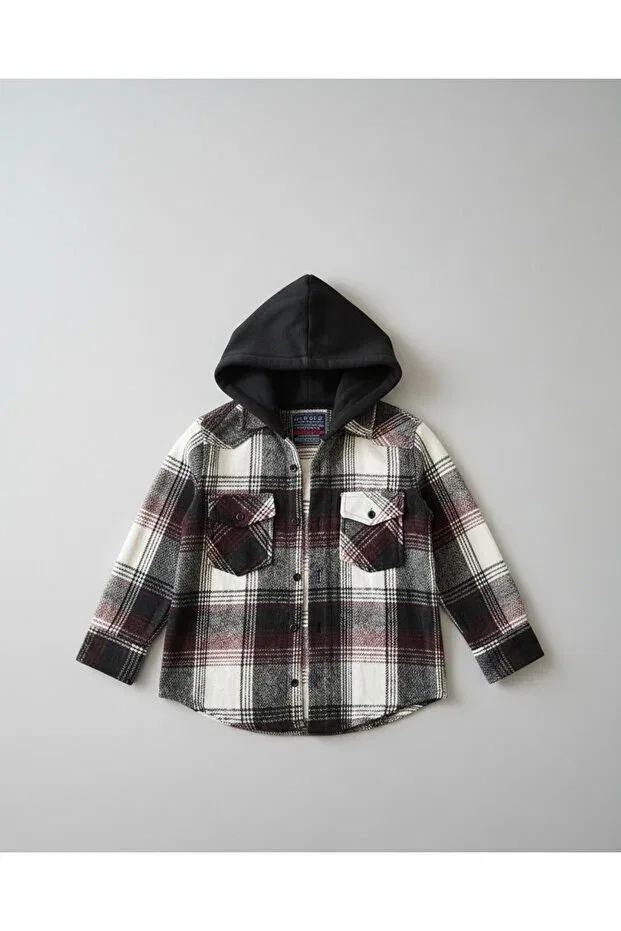 Детский комплект для мальчиков с капюшоном и принтом Hooded Lumberjack Shirt And Sweat Set Bukem, Black — фото 2