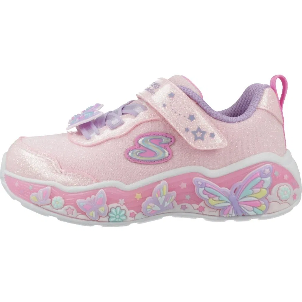 Детские кроссовки для девочек с принтом бабочки Skechers S Light Lil Butterfly, Rosa — фото 2
