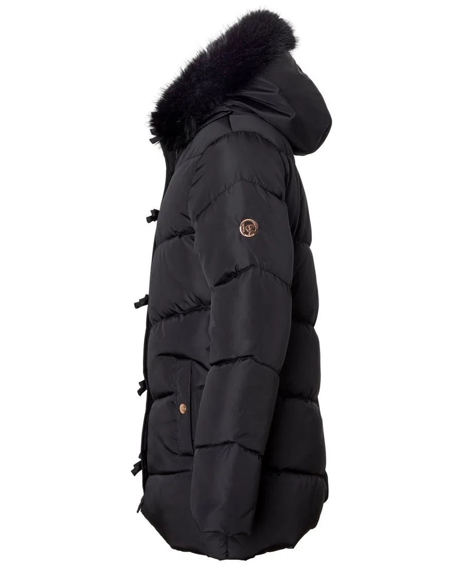 Детский пуховик с капюшоном Bow Hooded Puffer Jacket Kensie Girl, Black — фото 4