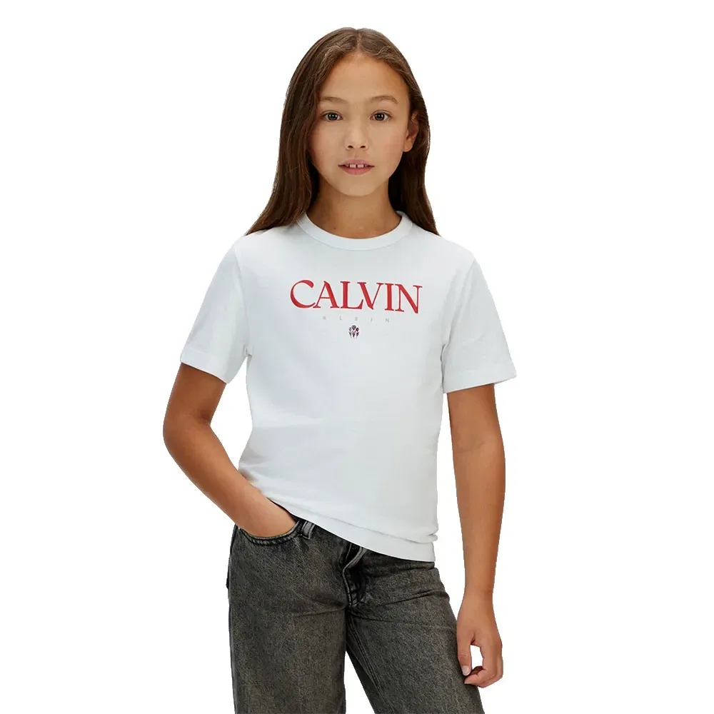 Детская футболка с коротким рукавом с принтом Calvin klein jeans, White