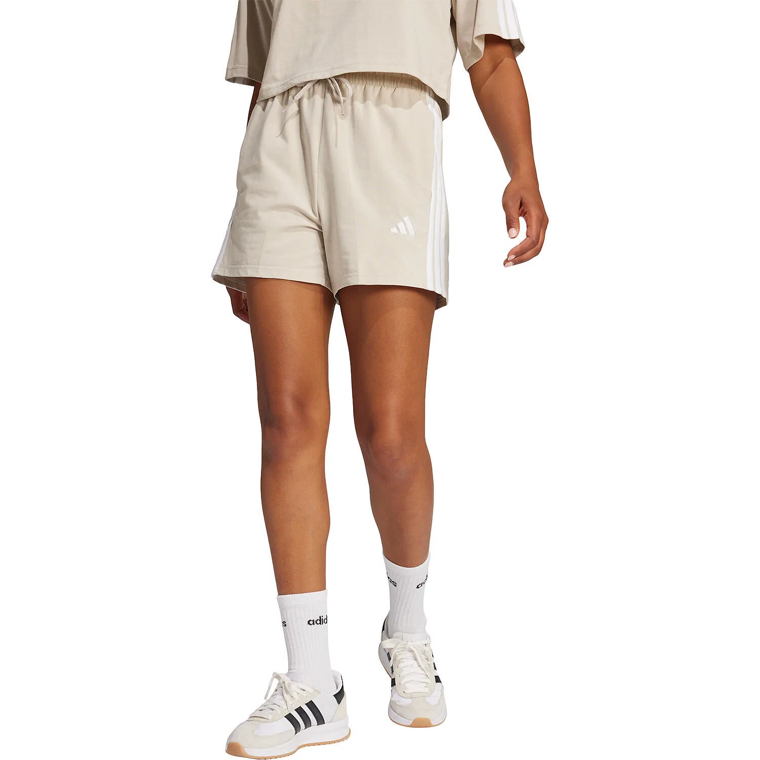 Женские шорты с эластичным поясом 3S SJ SHO Adidas, Beige — фото 2