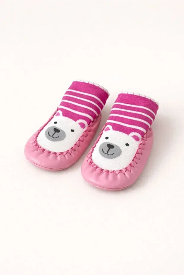 Детские носки-пинетки для новорожденных кожаные Basics Numix Baby Kids, Fuchsia — фото 4