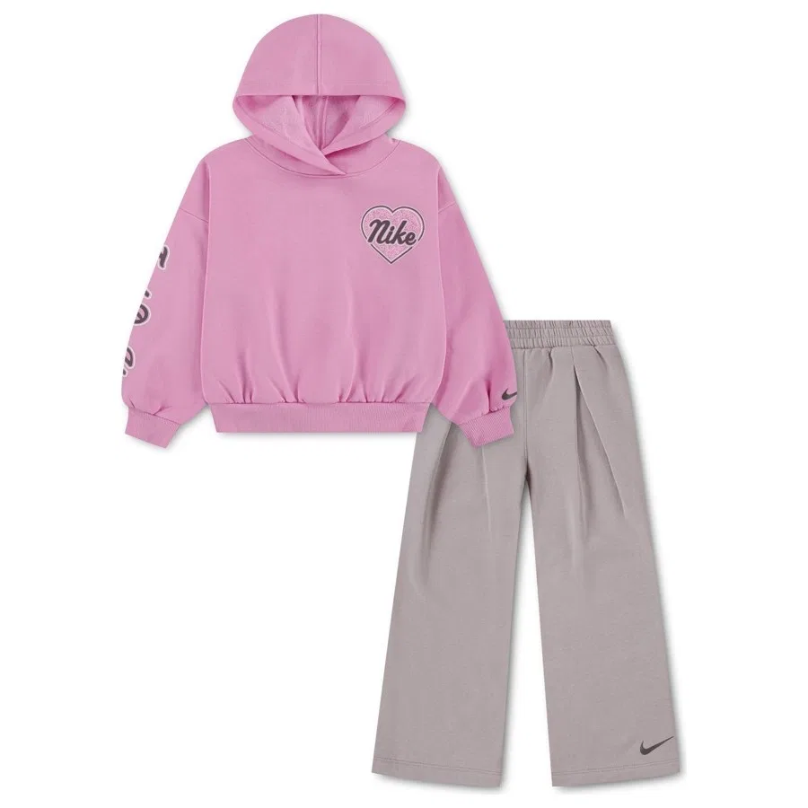 Спортивный костюм с флисом Juxta Girl Wide Leg Pant Nike, Розово-серый