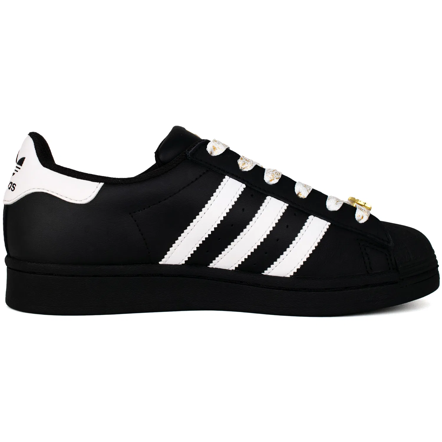 Детские кеды для скейтбординга с мыском-ракушкой Adidas Originals Superstar, Цвет Black Gold — фото 3