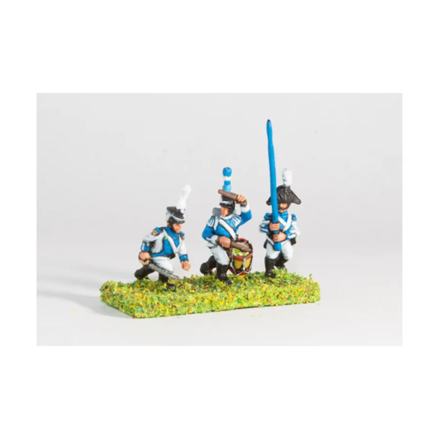 

Линейная пехота — офицер, знаменосец и барабанщик, Napoleonic Miniatures - Westfalia & Berg (15mm)