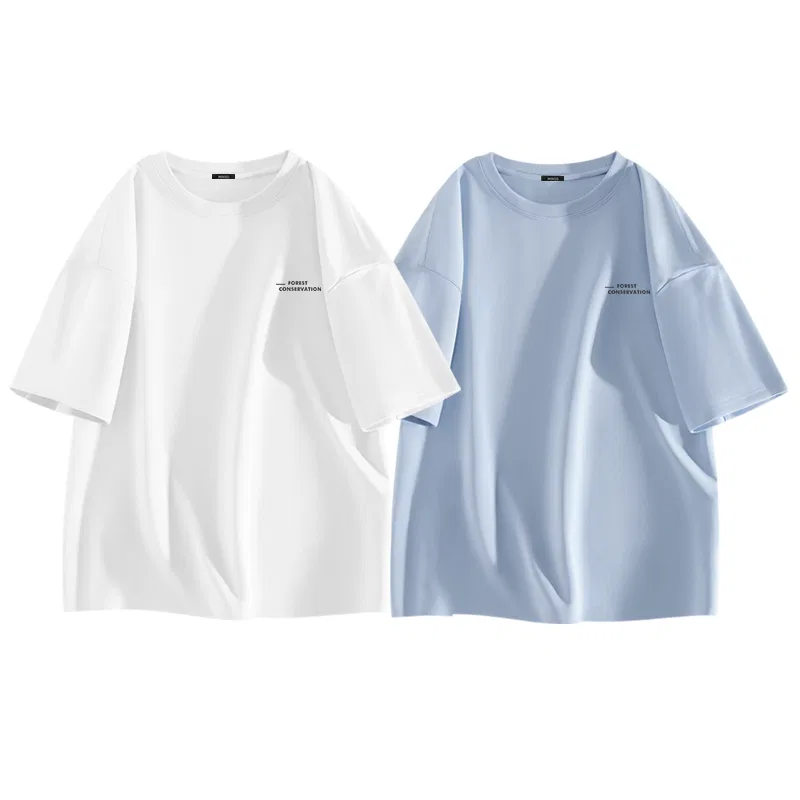 Детский комплект футболок с принтом MINISO, Цвет White + Glacier Blue