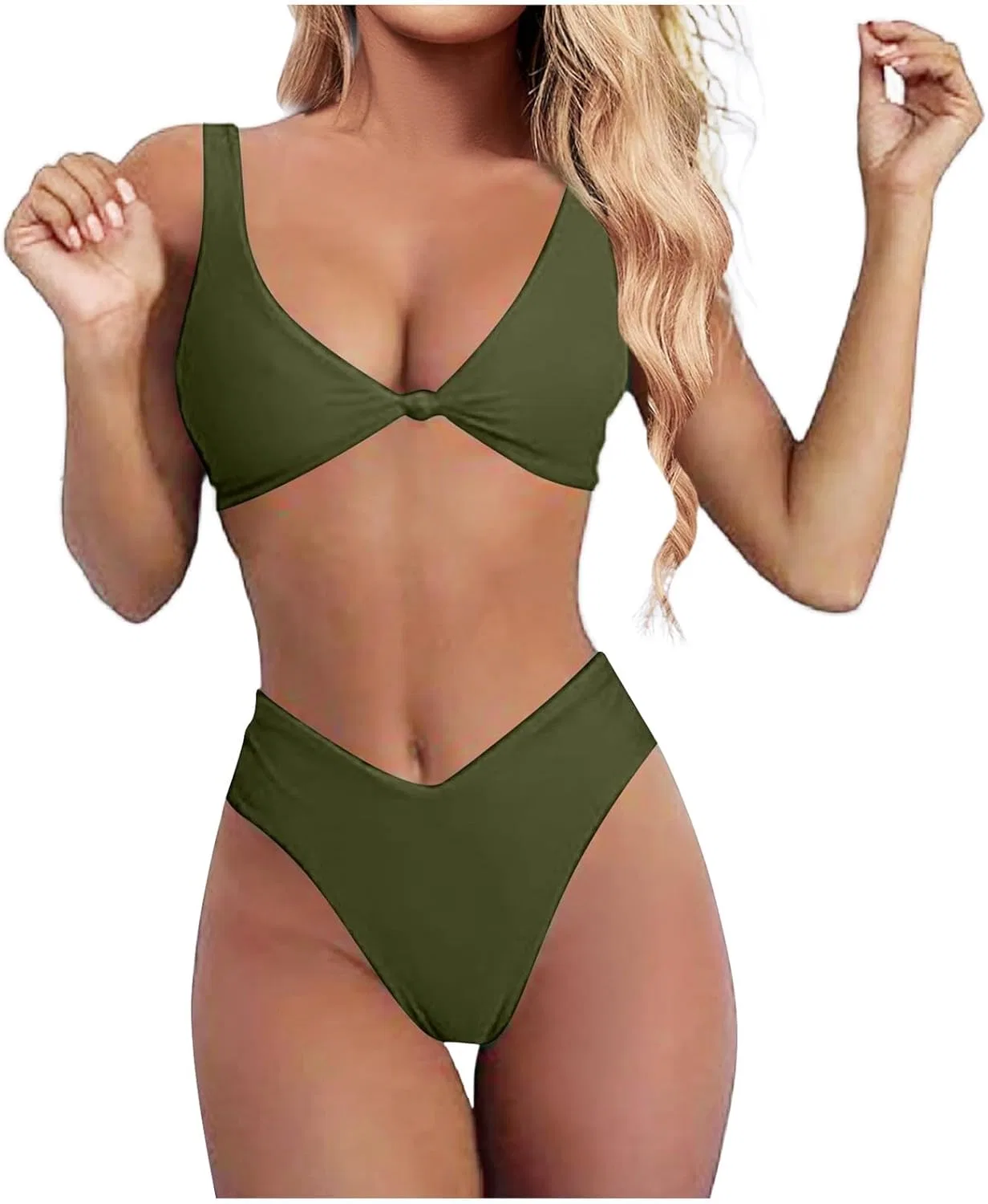 Женский бикини-комплект с пуш-ап топом, Army Green