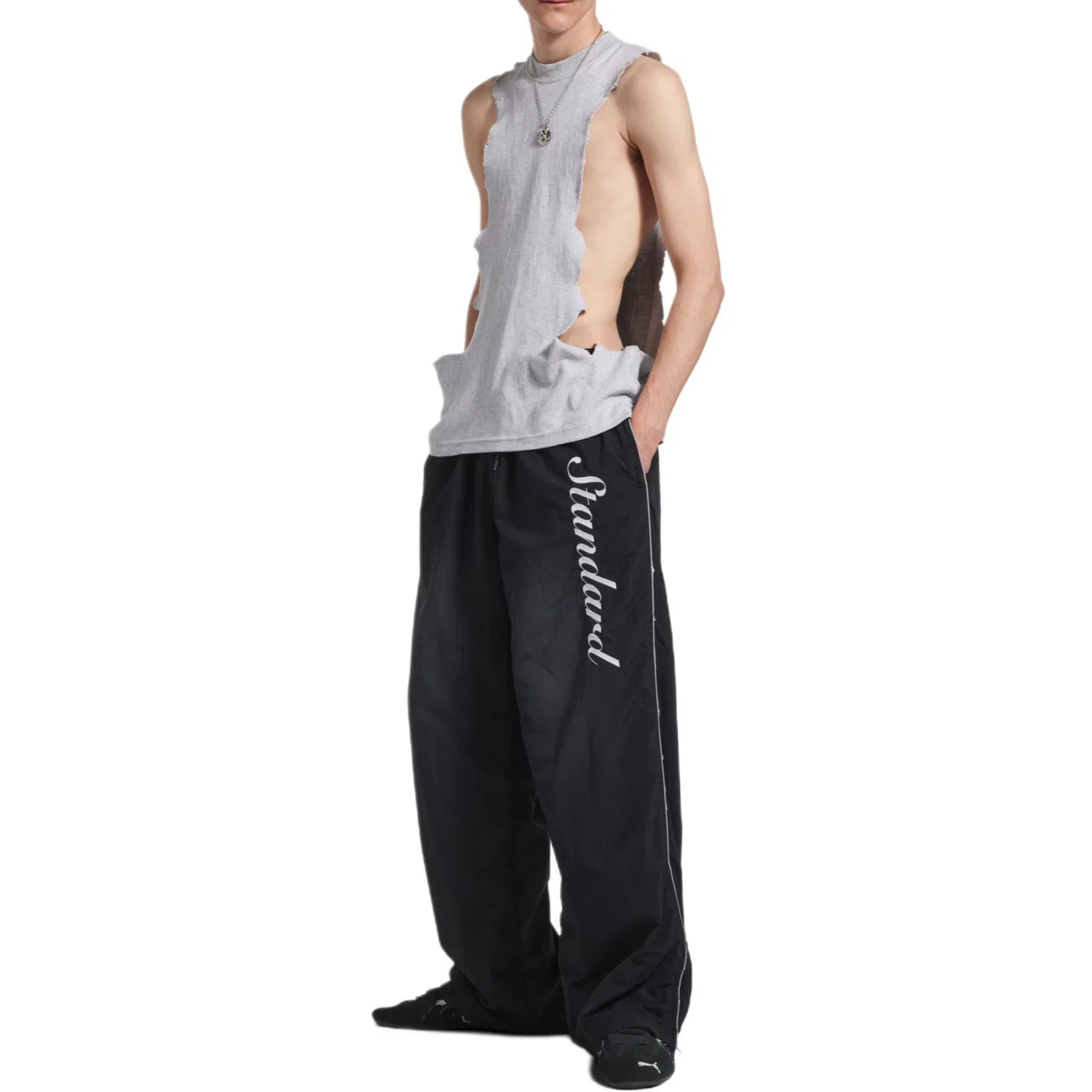 Мужские спортивные штаны из трикотажа Standard Script Large Balenciaga, Black — фото 4