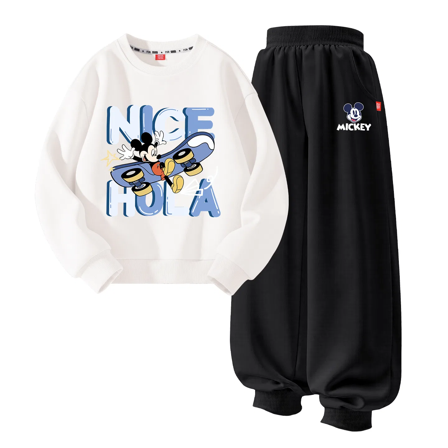 Детский спортивный комплект с принтом Disney, Dike Slip White+Dike Chic Mickey K Black