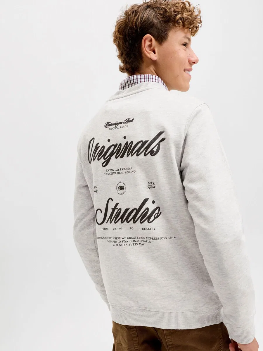 Детская толстовка серого цвета с пятнистым рисунком Jack & Jones Junior — фото 3