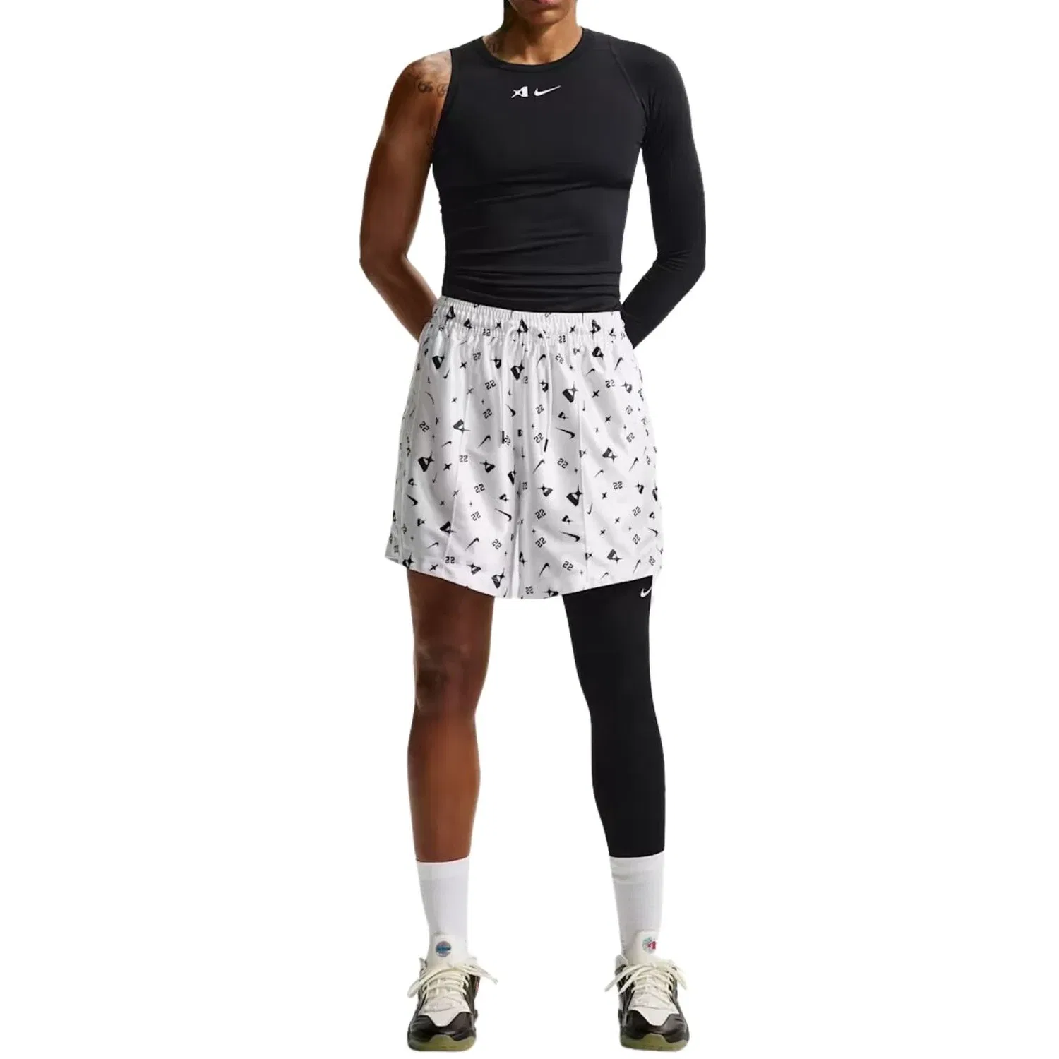 Женские шорты Dri-FIT с моделью A'ja Wilson Nike, белый — фото 3