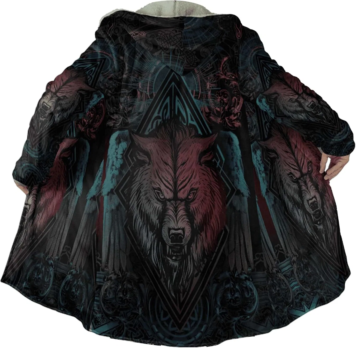 Мужское пальто с капюшоном Viking Tattoo, Viking Cape J