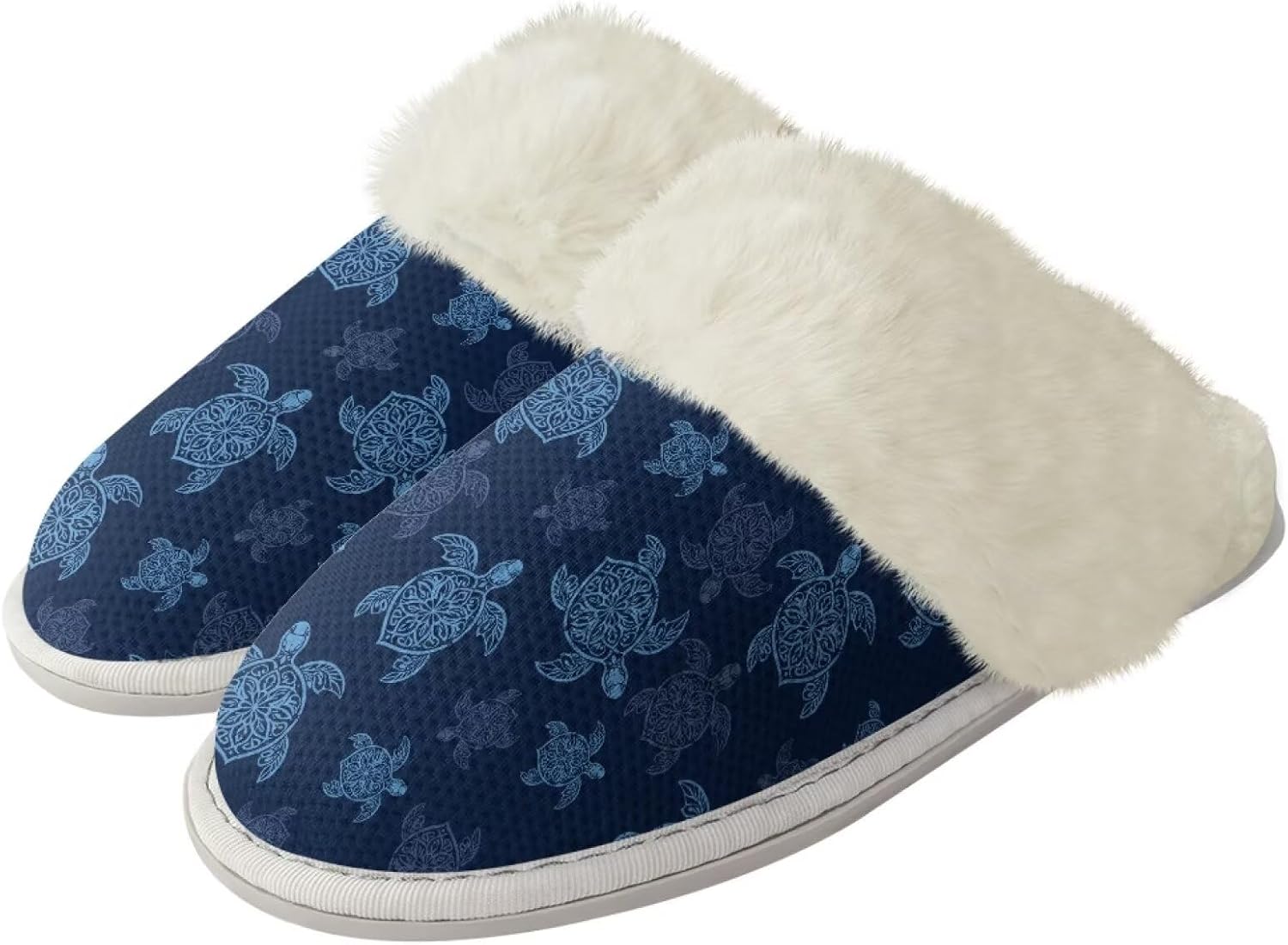 

Женские пушистые тапочки уютные теплые тапочки на зиму, домашние слипоны с мягкой подошвой, унисекс, удобные плюшевые с закрытым носком для дома, спа и ванной Watdotory, Aztec Sea Turtle