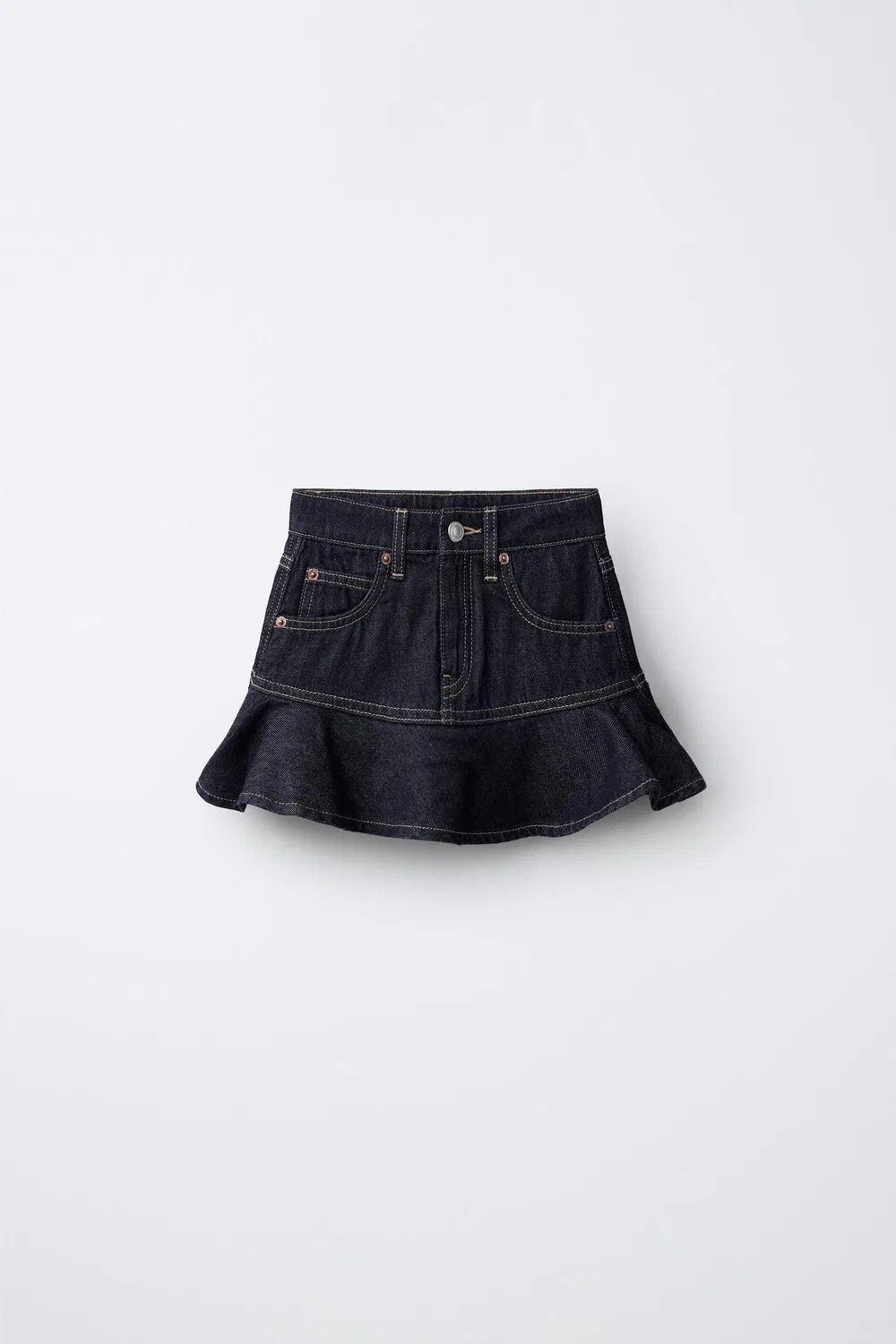 Джинсовая юбка с оборками ZARA, Blue
