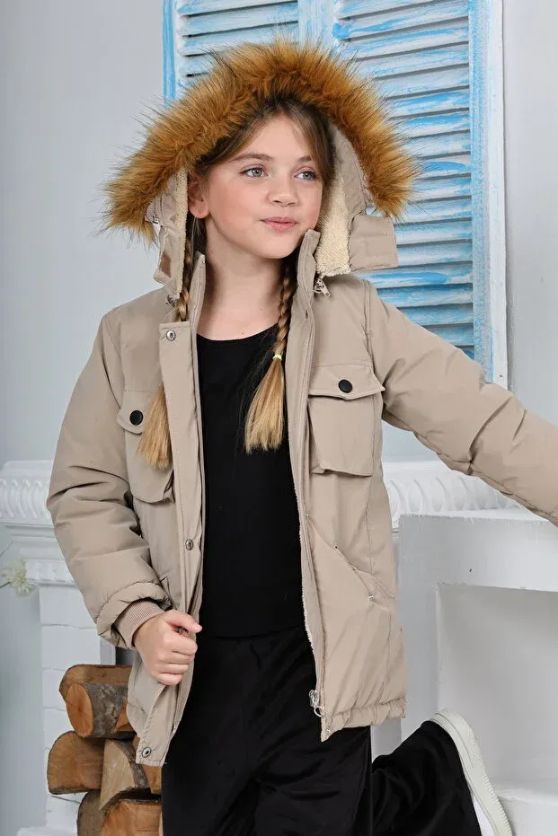Детское зимнее пальто для девочек Oversize Generic Brands, Nude Color