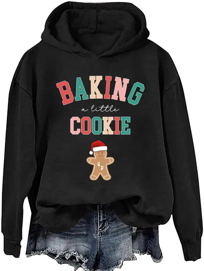 Женский свитшот с принтом Baking A Little Cookie, чёрный
