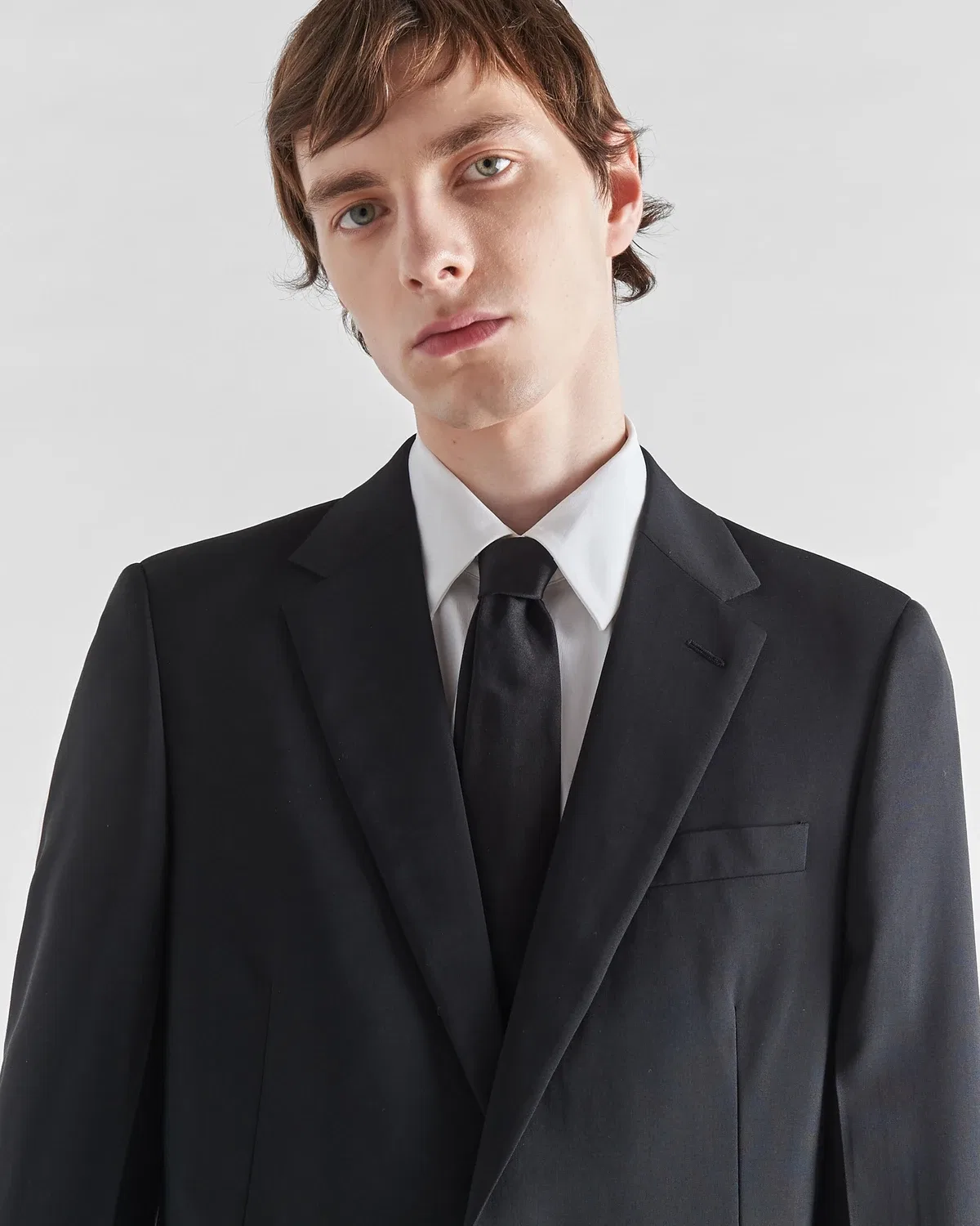 Костюм однобортный из шерсти и мохера Prada, черный — фото 3