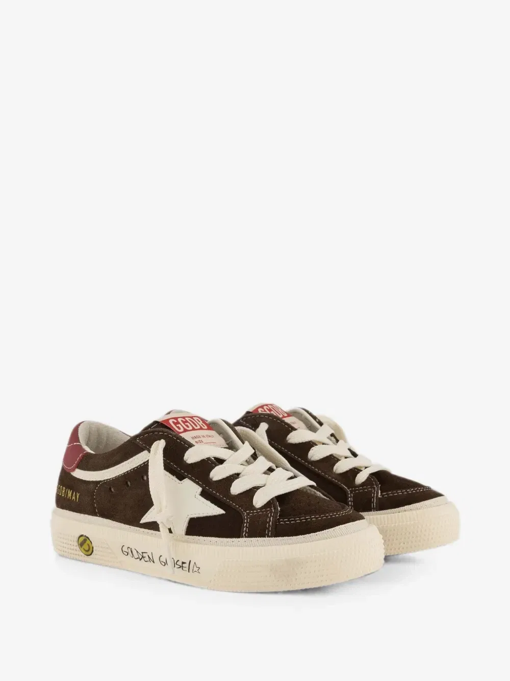 Кроссовки May со звездообразными нашивками Golden Goose Kids, коричневый