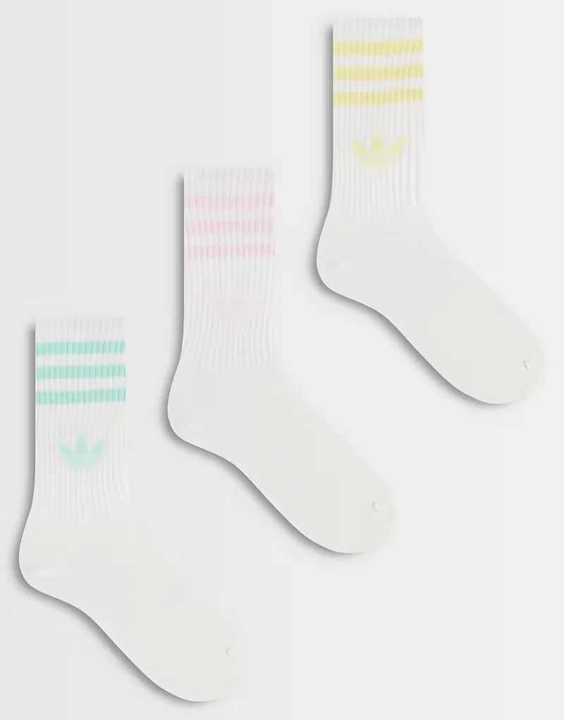 Носки высокие с тремя полосками 3 шт Adidas Originals, белый/пастельный
